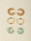 Marble Hoop Earrings Set